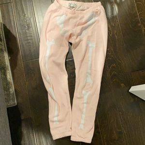Wild fox inside out pink skeleton sweat pants size small